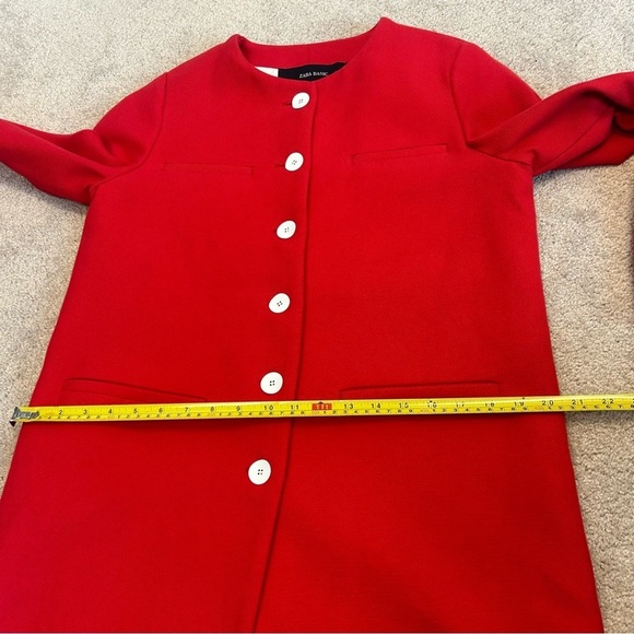 Zara red button front long sleeve jacket coat Sz M - Picture 9 of 10